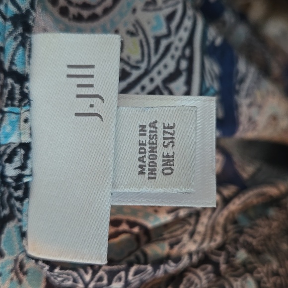 J JILL Women's Poncho Kimono Paisley Print Orange & Blue One Size - Picture 8 of 10